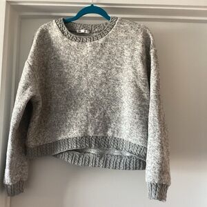 ZARA mixed knit/sweat shirt/sweater top, cropped,shades of gray.